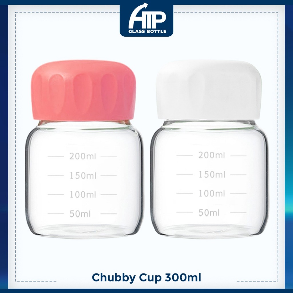 300ml ATP Glass Cup Cawan Comel Cute Chubby Compact Design Mini Size Portable Heat-Resistant Everyday Use