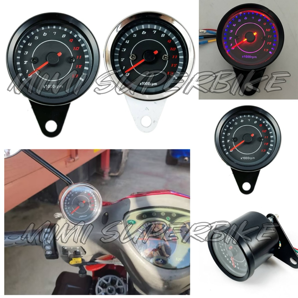 UNIVERSAL CAR & MOTORCYCLE 12V TACHOMETER METER LED BACKLIGHT 13K RPM SHIFT MODIFY SPEEDO MOTOR MOTO KERETA MOTOSIKAL
