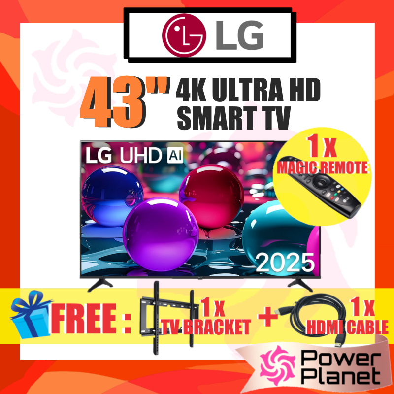 [FREE TV BRACKET & HDMI CABLE] LG 43'' UA73 Series Smart 4K UHD TV 43UA7350PSB Television Ultra HD with Magic Remote