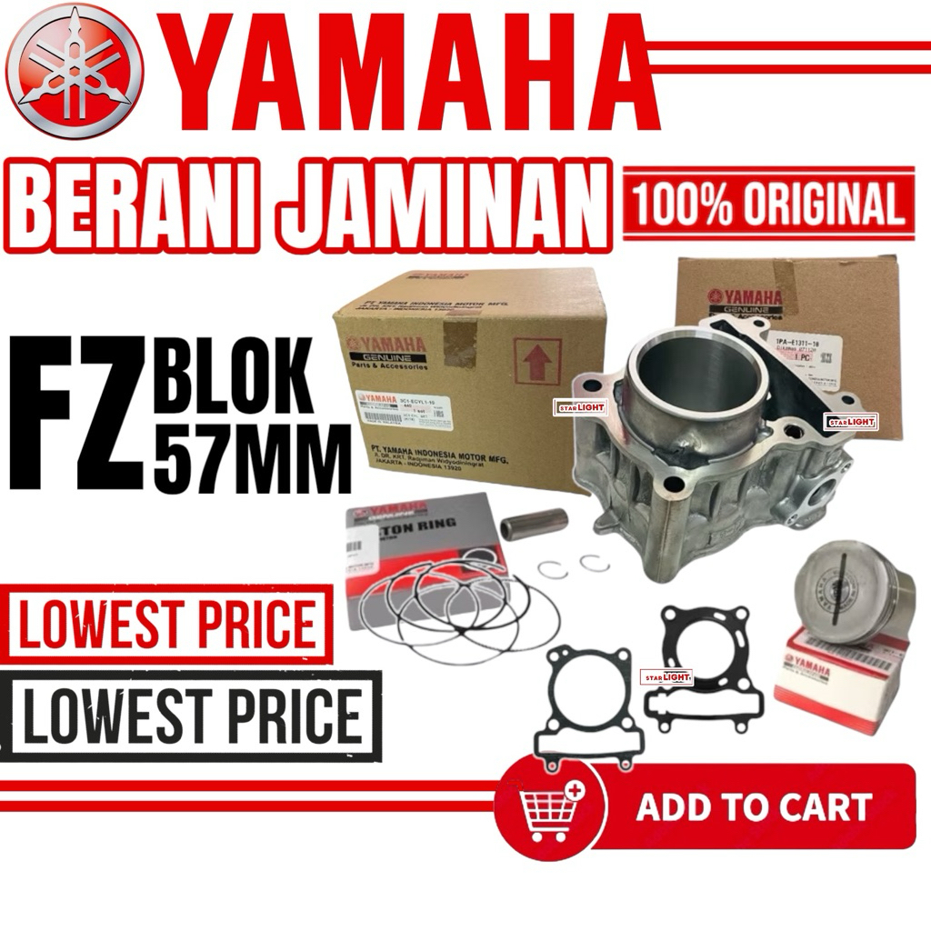 100% BERANI JAMINAN ORIGINAL CERAMIC BLOCK FZ150 FZ 57MM CYLINDER SET BLOK COMPLETE SET GENUINE VALVE FZ150I CAMSHAFT LC