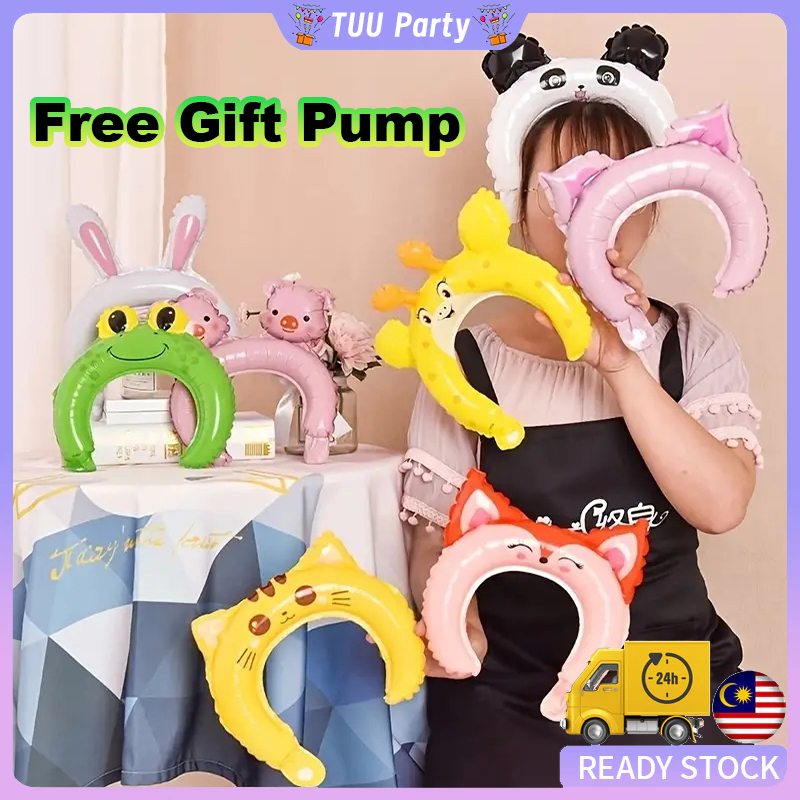 Aksesori Kepala Belon Cartoon aluminum film balloon animal hoop headband aluminum foil balloon rabbit Mickey Minnie