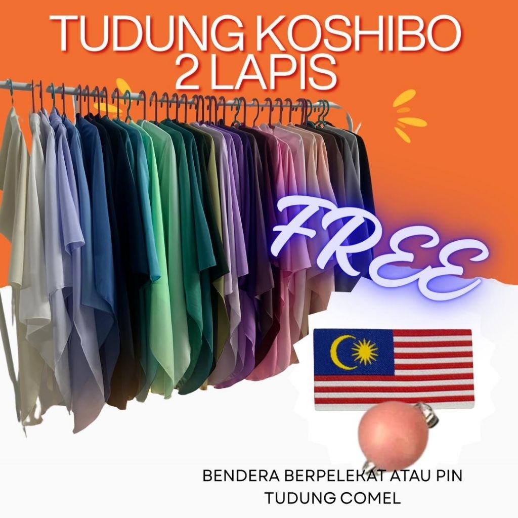 Tudung Koshibo NIPIS 2 Lapis Ringan Awning Mudah Bentuk Tudung Labuh Sekolah Agama Kebangsaan sriti