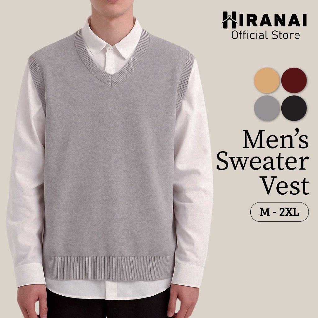 Knitted Vest Men Sweater Vest Lelaki Sleeveless Knit Vest Korean Style Oversized V-Neck Vest Knitwear Top Baju Lelaki