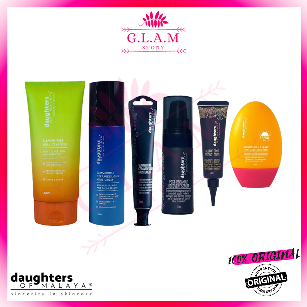 DAUGHTERS OF MALAYA Blemish Cleanser / Recovery Serum / Sulfur Lotion / Sunscreen / Ceramide Moisturiser 50ml / 185ml