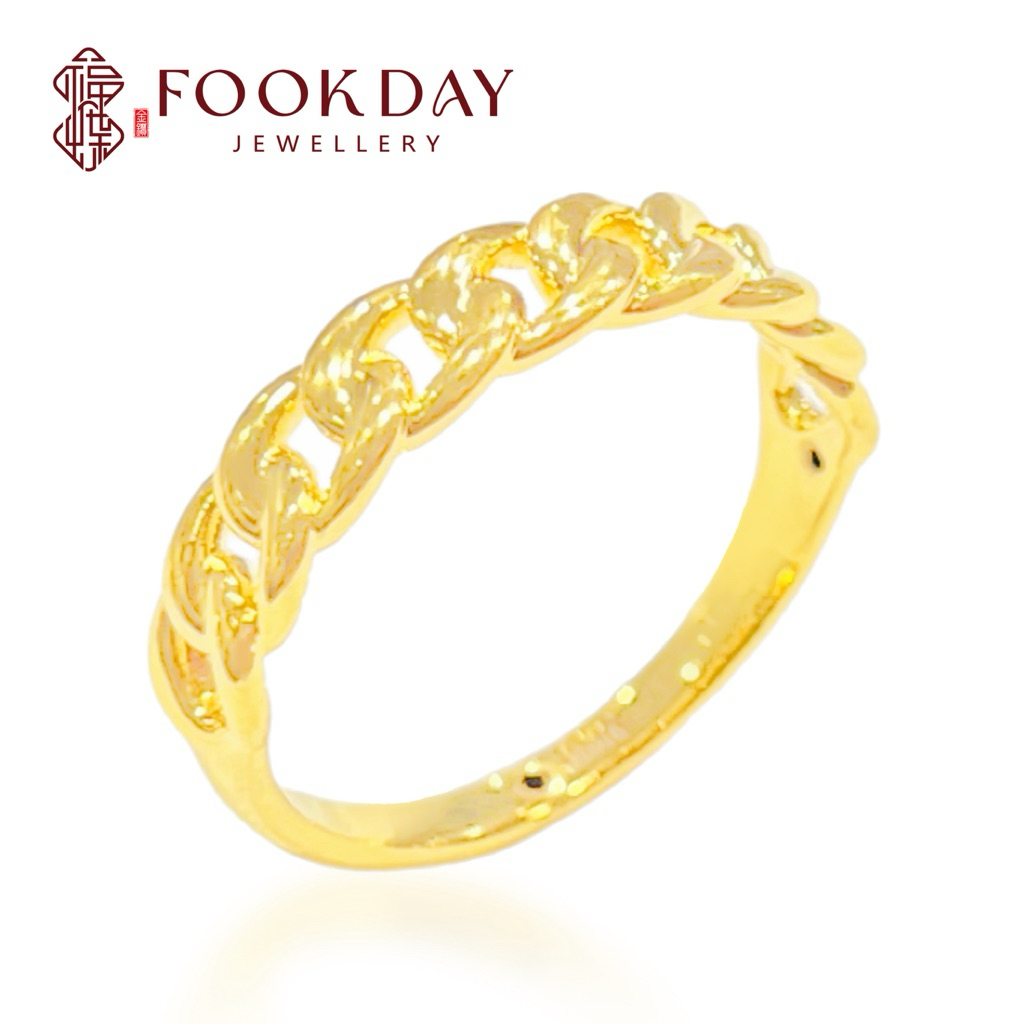 FOOKDAY 916 5D Gold Coco Chain Ring 黄金916链条戒指 Emas 916 Cincin Coco Fesyen Bajet Hadiah 6D