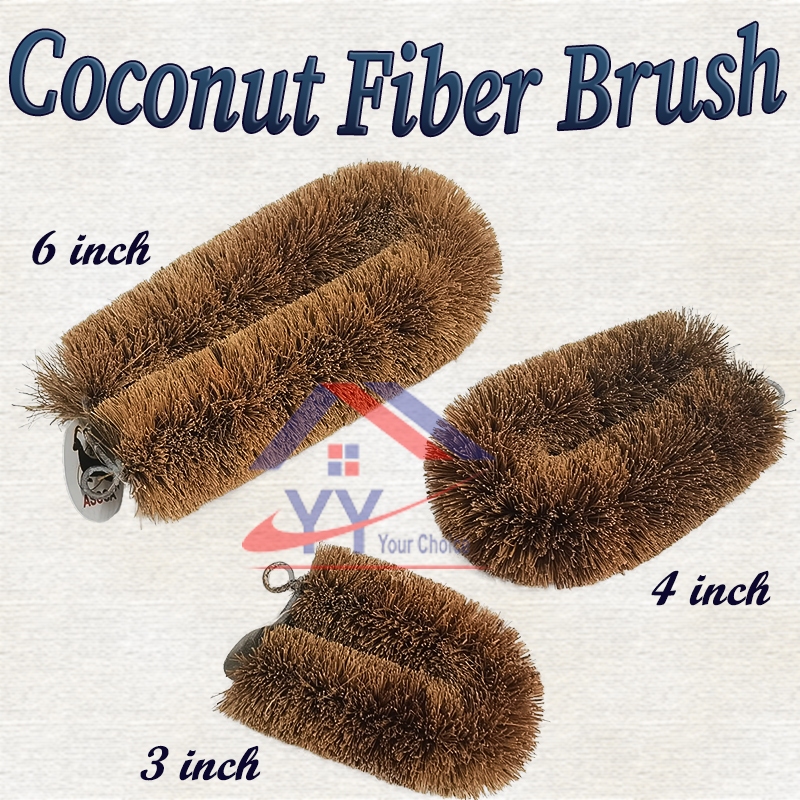 Coconut Fiber Abalone Brush/Natural Coco Brush/Brown Silk Brush/Multipurpose Cleaning Brush/Fibers Scrubbing Brush/Berus