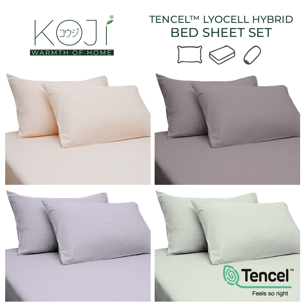 KOJI TENCEL™- Lyocell Hybrid- Tencel Bed Sheet Set 3 IN 1 (Single/Super Single/Queen/King)