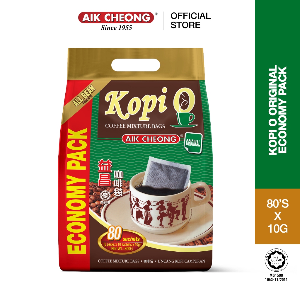 AIK CHEONG Kopi O Bag 800g (10g x 80 sachets) - Original Economy Pack