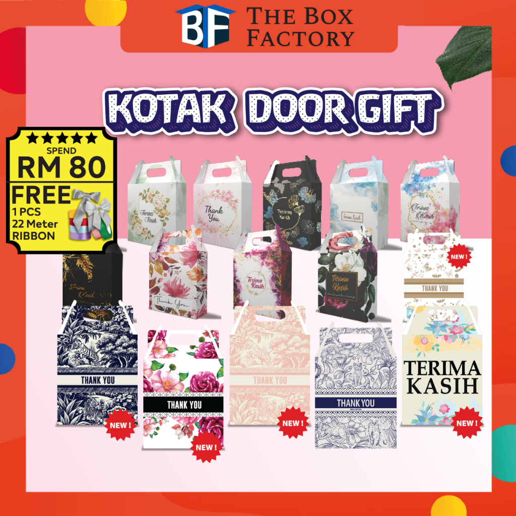 100pcs PROMOSI Doorgift Box | Wedding Box | Goodies Box | Kotak Kahwin | Gift Box | Kotak Bahulu Floral Flower Printed T