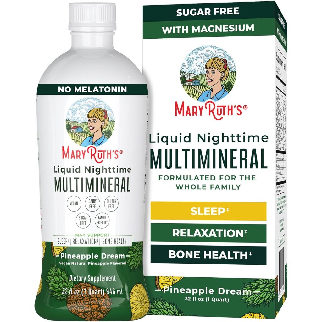 MaryRuth's Organics Nighttime Liquid Multimineral Sleep Supplement | Sugar Free | Calm Magnesium