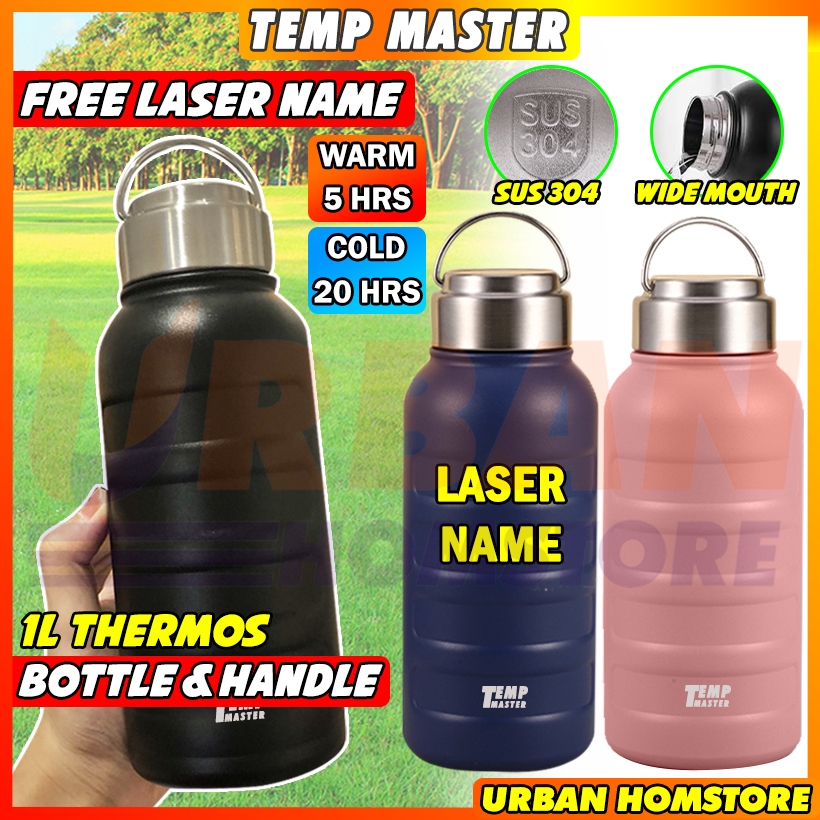 UBH TEMP MASTER 1L Thermos flask Tumbler custom nama SUS 304 Insulated Vacuum Tumbler Botol air tahan sejuk panas