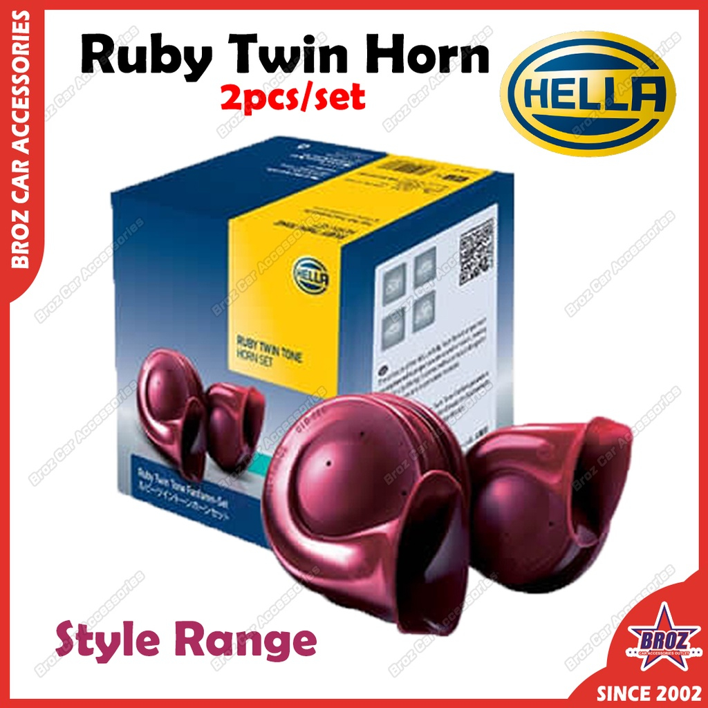 12V HELLA Ruby Twin Tone Horn Set PURPLE Color Style Range Car Motor Vehicle Hon Kereta DIY Relay 2pcs/Set