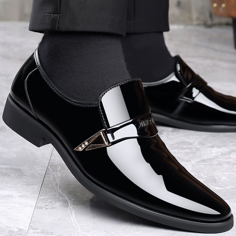 【Ready Stock】Kasut Lelaki Men Business Leather Shoes Kasut Kulit Lelaki Formal Slip-On Black Shoes