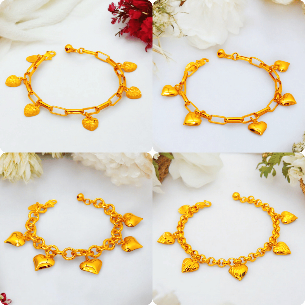 Bracelet Rantai Tangan Perempuan Gantung Loket Love Pendant Gold Plated Emas Korea Emas Bangkok 916