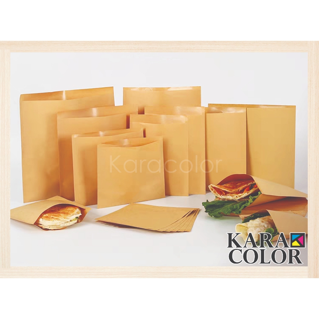 Oil Proof Kraft Paper Taco Sandwich BBQ Satay Bun Burger Brown Bag Kertas Tahan Minyak Kebab Borong Wholesale Roti Murah