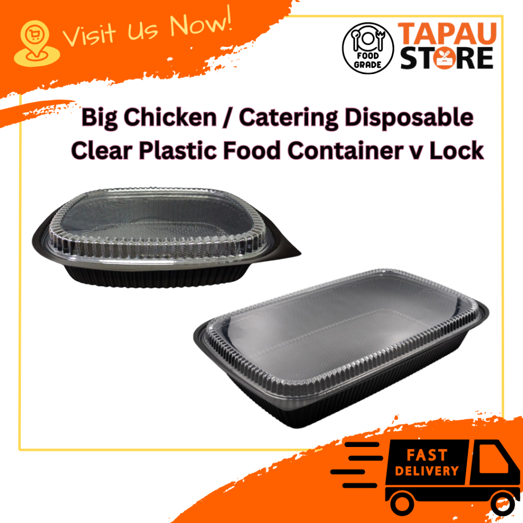 Big Chicken / Catering Disposable Clear Plastic Food Container with Lock