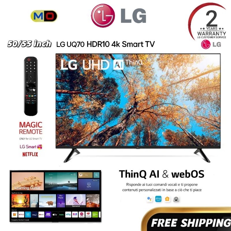[FREE SHIPPING] LG 55 inch Smart TV 4K UHD TV UQ70 Series with a5 Gen5 Al 4K Processor50/55UQ7050PSA Smart Android TV