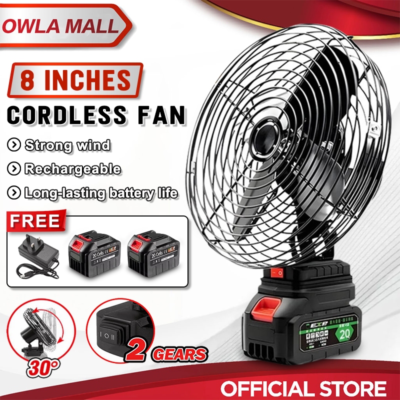 Cordless 8 inch Portable Fan High Power Outdoor Desktop Cooling Fans Adjustable Lithium Battery Fan Kipas Bateri Fan