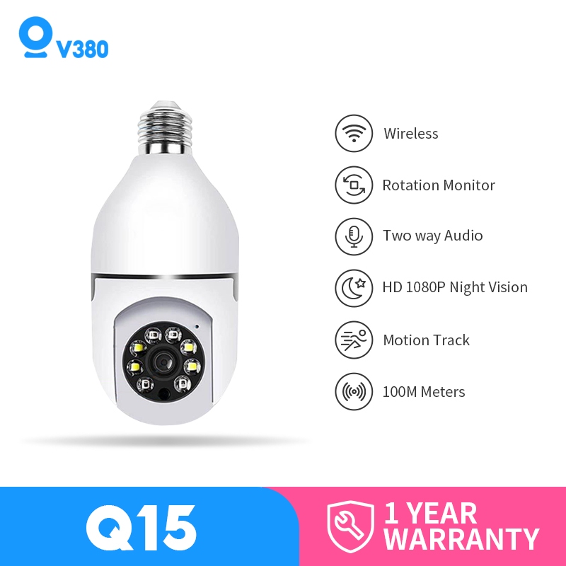 V380 Q15 1080P Pro CCTV Camera Wireless Network Security Home Two Way Audio Night Vision Light Bulb