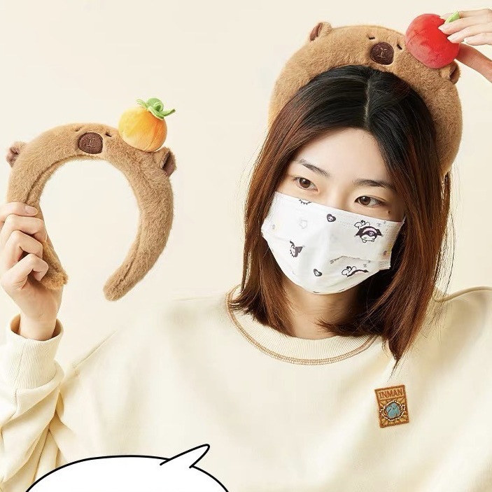 Cute Hairband Capybara Turtle Apple Orange Soft Headband Gift Birthday Present For Him For Her 卡皮巴拉水豚发箍可爱