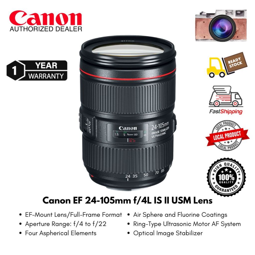 Canon EF 24-105mm f/4L IS II USM Lens Full Frame Format ( 1 Year Warranty )