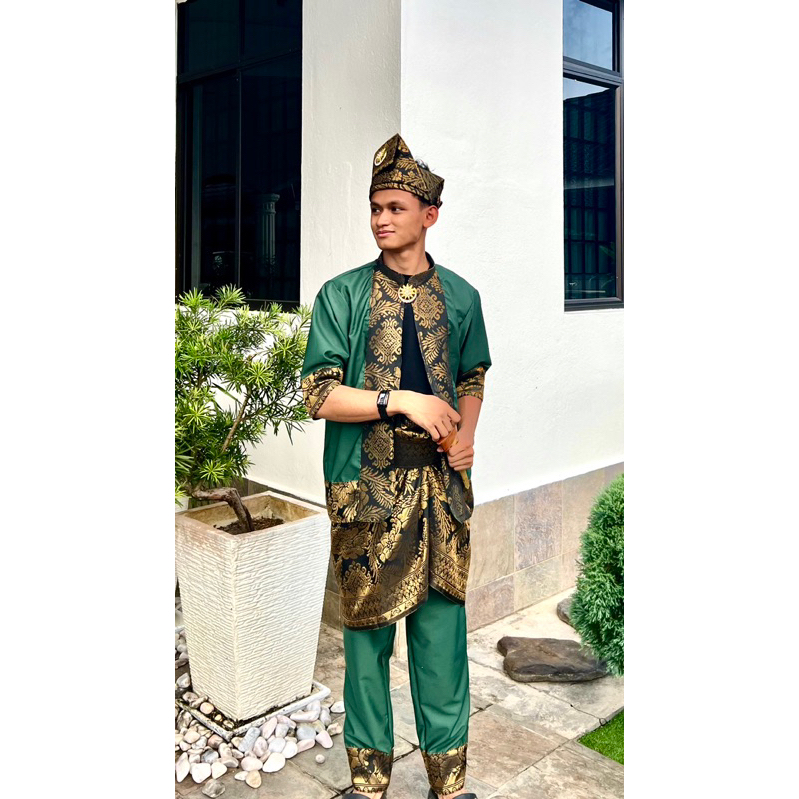 BAJU LAYANG SILAT DEWASA COTTON SONGKET (EMERALD GOLD)