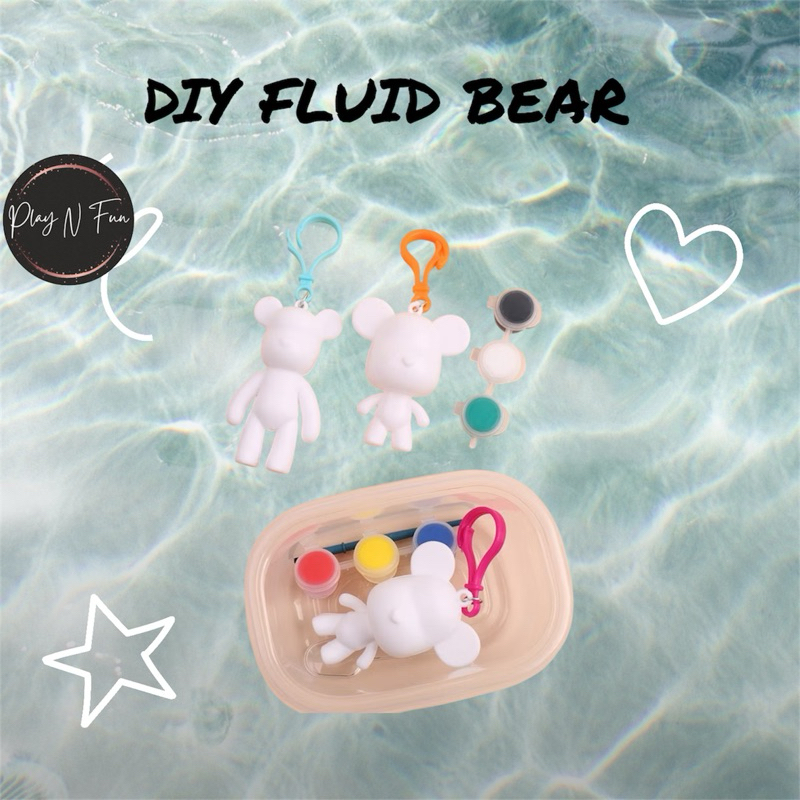 PLAYNFUN Diy Fluid Bearbrick Keychain Mini Bear Handmade Diy Color Paint Fluid Painting Kid Gift