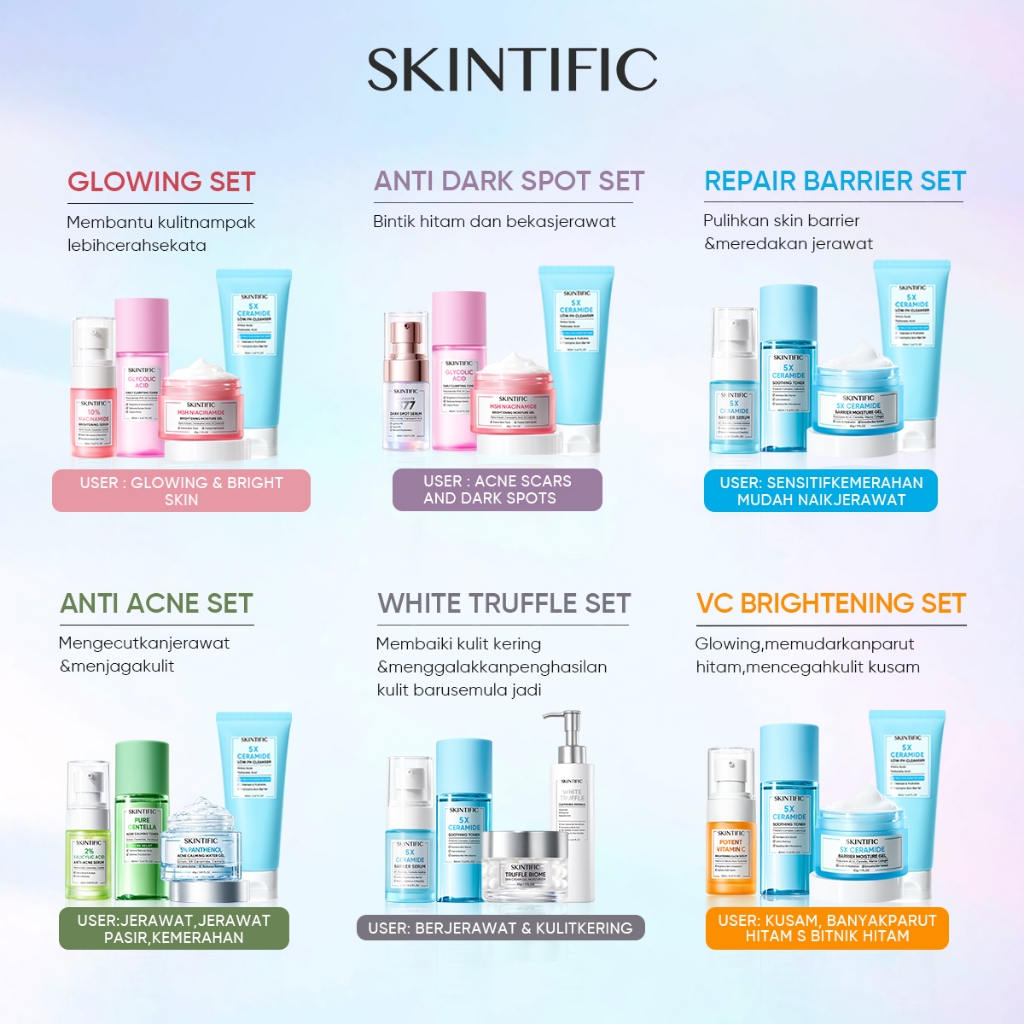 [Activity]SKINTIFIC Skincare 4pcs Set With Serum Low pH Cleanser Barrier Repair Moisture Gel Daily Toner Dark Spot