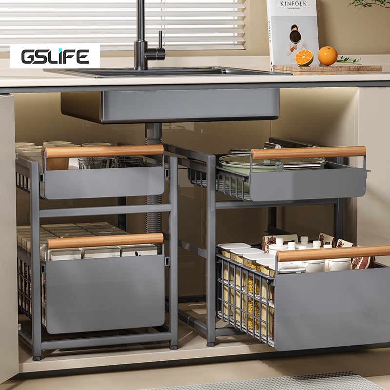 GSLife⭐Integration Without Installation Sturdy⭐Kitchen Pull Out Drawer Organizer Pull Out Basket