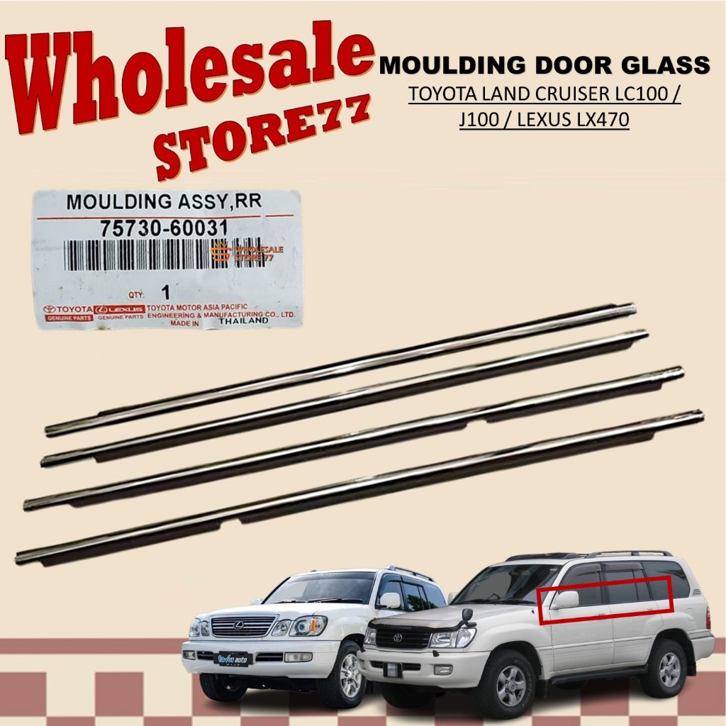 ORIGINAL | Toyota Land Cruiser LC100 LJ100 / Lexus LX470 Chrome Door Moulding Lining Outer Rubber Glass Window Getah Pin