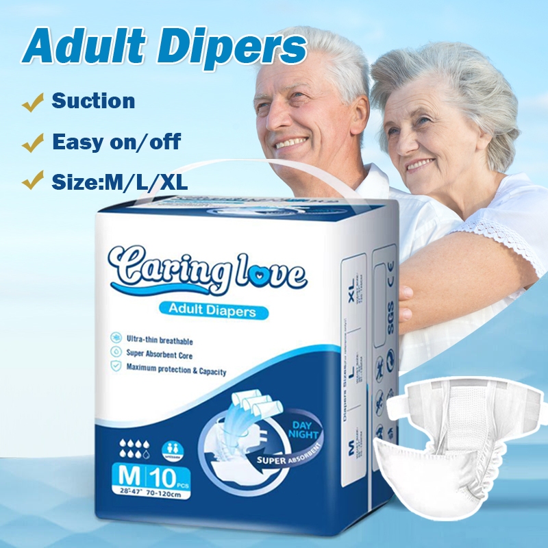 [High Quality] Caring love Adult Diapers Pants Soft Pull Up Adult Diapers Size M/L/XL (10pcs/1pack) [Leak Proof]