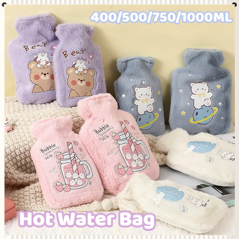 400ML-1000ML Hot Water Bag Portable Plush Warmer Bag for Period Pain Relieve Keep Warm Bag