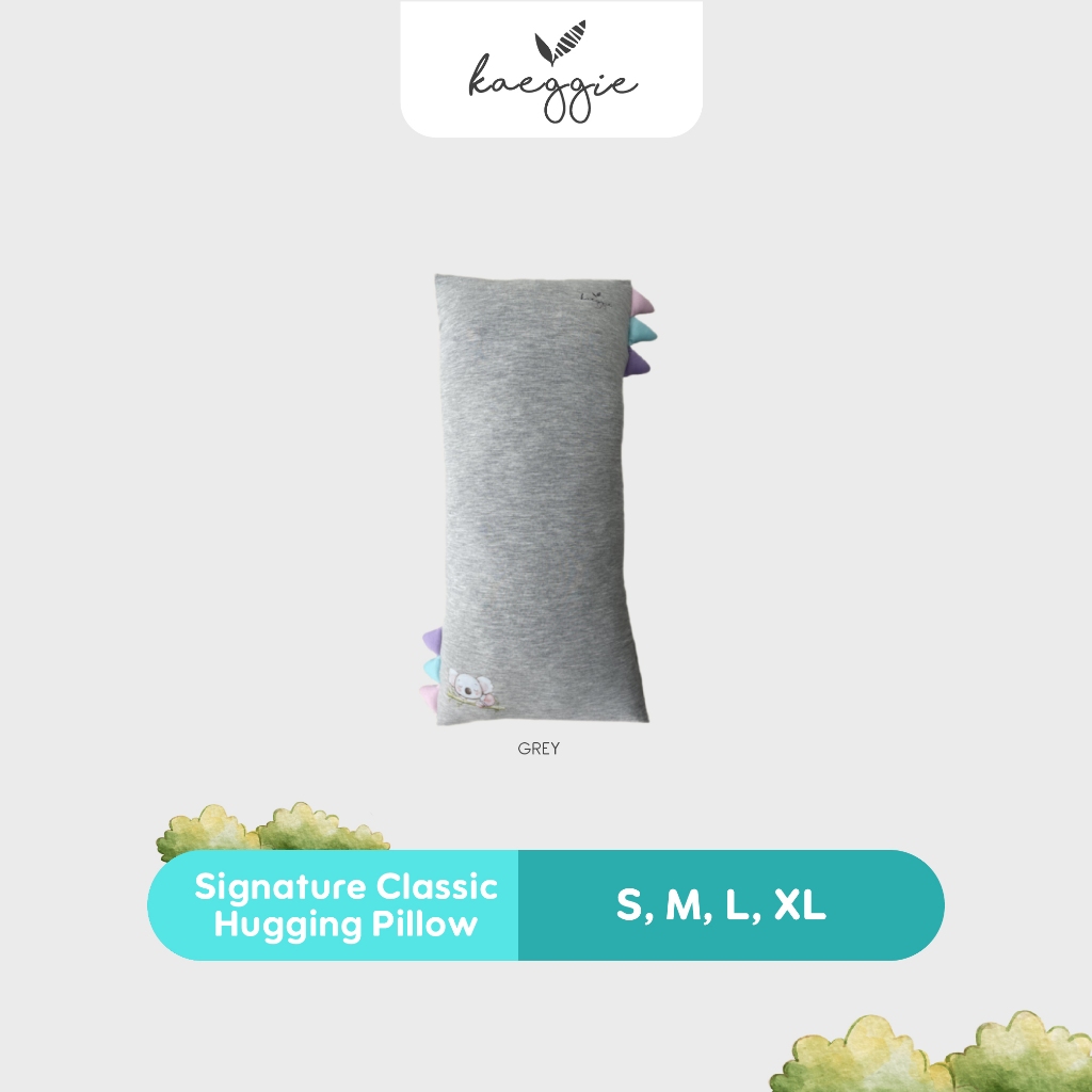 Kaeggie Organic Bamboo Hugging Pillow (Grey Classic) – Certified, Hypoallergenic & Ultra Soft | Bantal Peluk Organik