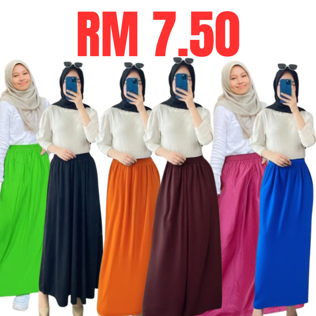 skirt labuh muslimah?READY STOCK?SKRIT LABUH MUSLIMAH TIDAK JARANG (FREE SIZE)