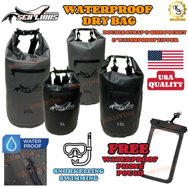 Kim.S Heavy Duty Sealion Waterproof Dry Bag Outdoor Backpack Hypergear Dry Bag PVC Bag Waterproof Bag Backpack Hypergea