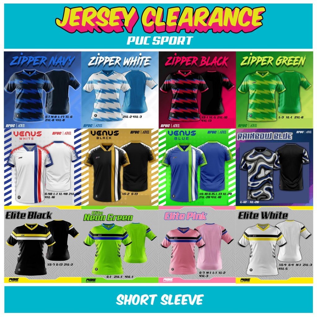 JERSEY CLEARANCE  PUC  (PRIME/PRISM/PUCSTAR/RAINBOW/SLASH) - LIMITED STOCK -  KAIN MICROFIBRE