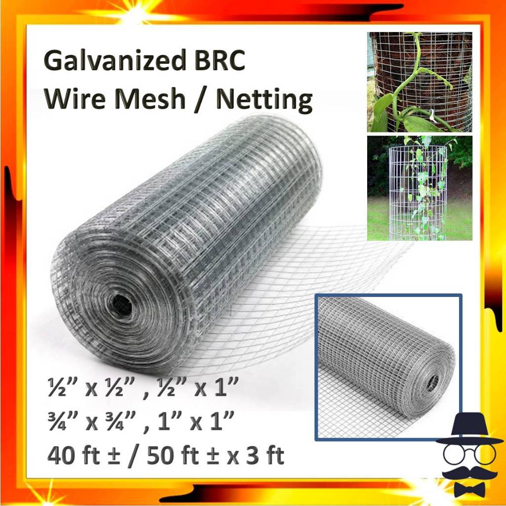 3 Feet x 40 Feet ± Galvanized BRC Welded Iron Wire Mesh Net Netting / Dawai Jaring Besi & BRC Netting