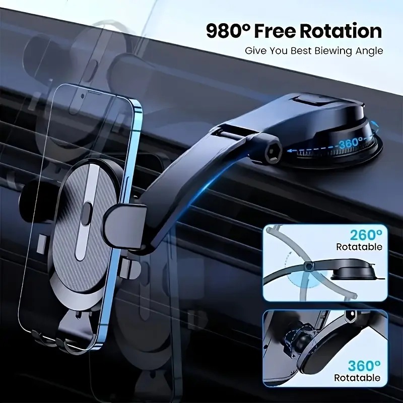Car Phone Holder Car Mount In-Car Dashboard Car Holder Universal 360° In-Car Long Neck Phone Stand With Silicon Sucker