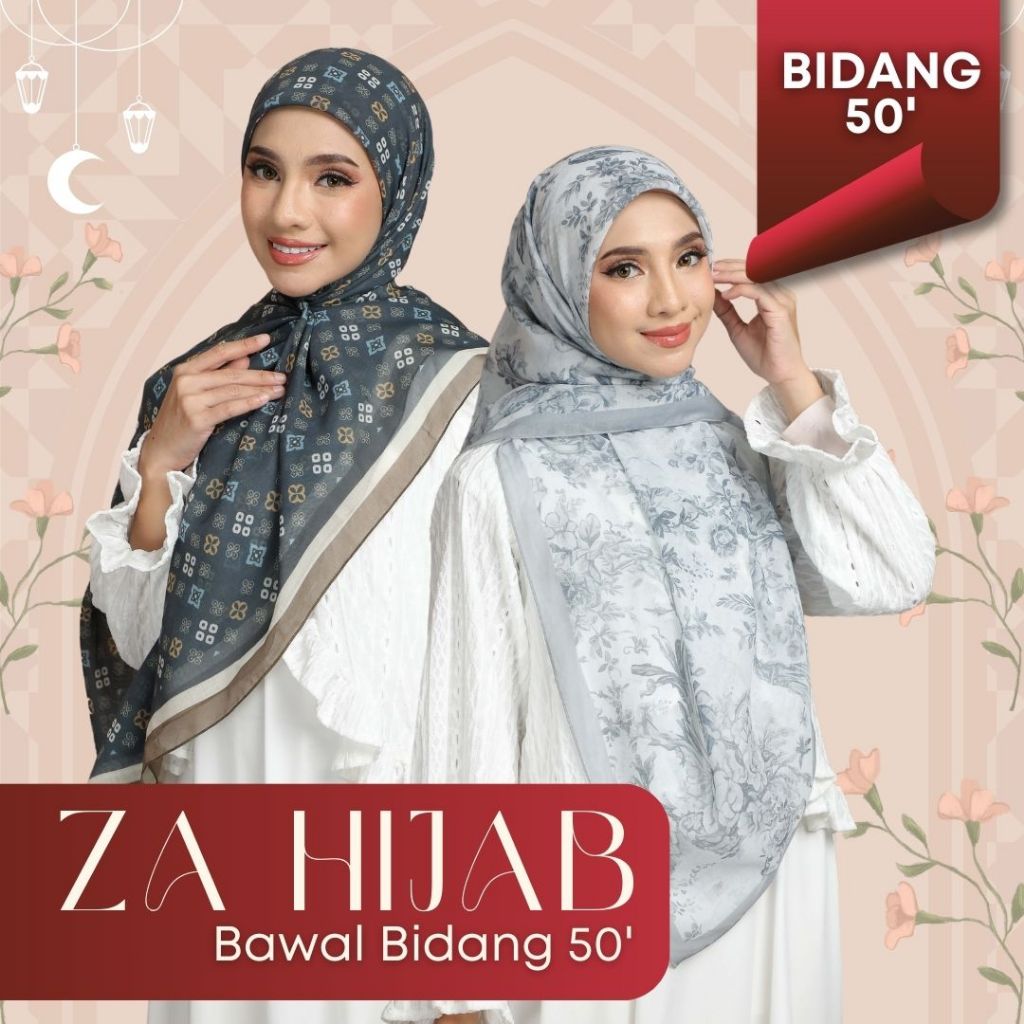 ZOE ARISSA NEW BAWAL BIDANG 50 Printed Hijab Tudung Bawal Bercorak Printed Square Hijab Bawal design Coquette