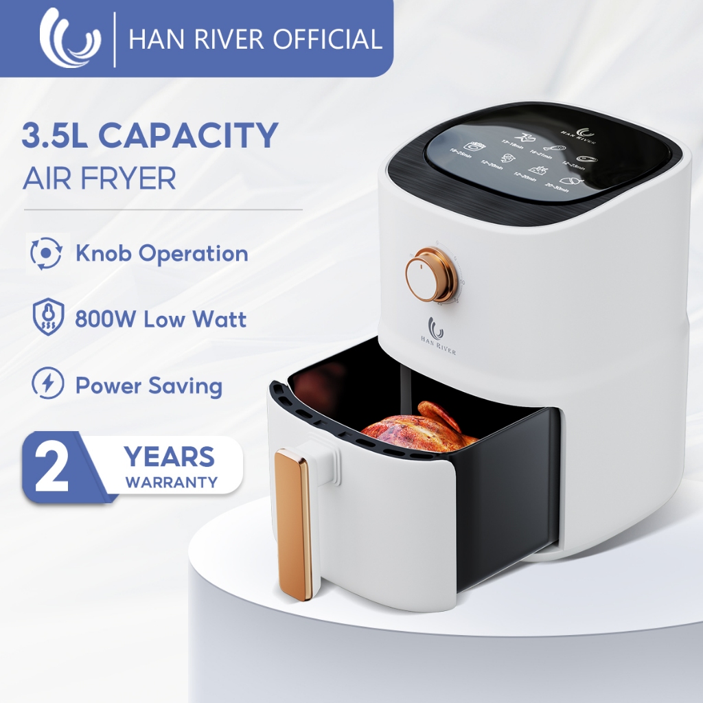 HAN RIVER Air Fryer 3.5L Non-Stick Coating Oil Free Smokeless Multifunctional Cooking 800W Low Watt