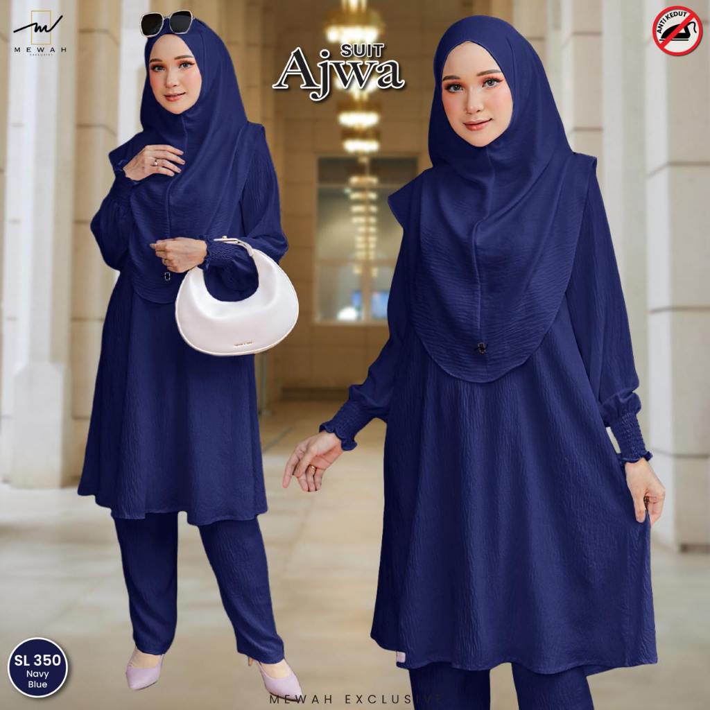 Heeba Suit Seluar Muslimah AJWA Premium Ironless mekah umrah suit madinah set baju seluar