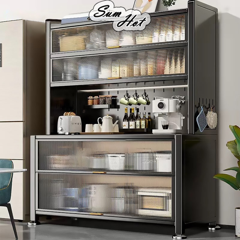 Kitchen Rack Microwave Rack Kitchen Dapur Organizer Narrow Space Rack with Wheels Storage Cabinets