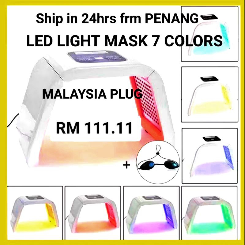 Malaysia Plug 7 Colors LED PDT Photon Omega Light Mask Omelon Facial Skin Care Therapy Machine Ready Stock PENANG