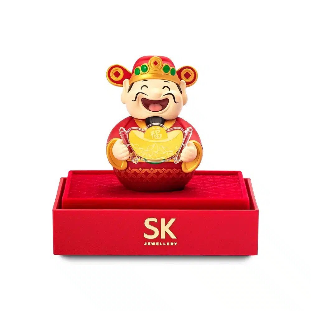 SK Jewellery (0.1G) 財神不倒翁 Roly-Poly God of Wealth 999 Pure Gold Ingot Bar