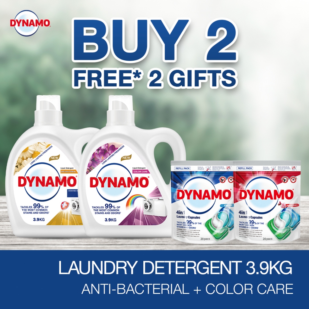 [Buy 2 Free 2 ] Mix Dynamo Detergent 3.9kg x 2 Free 2 Laundry Refill Pack Capsules (20 pcs per pack) x2