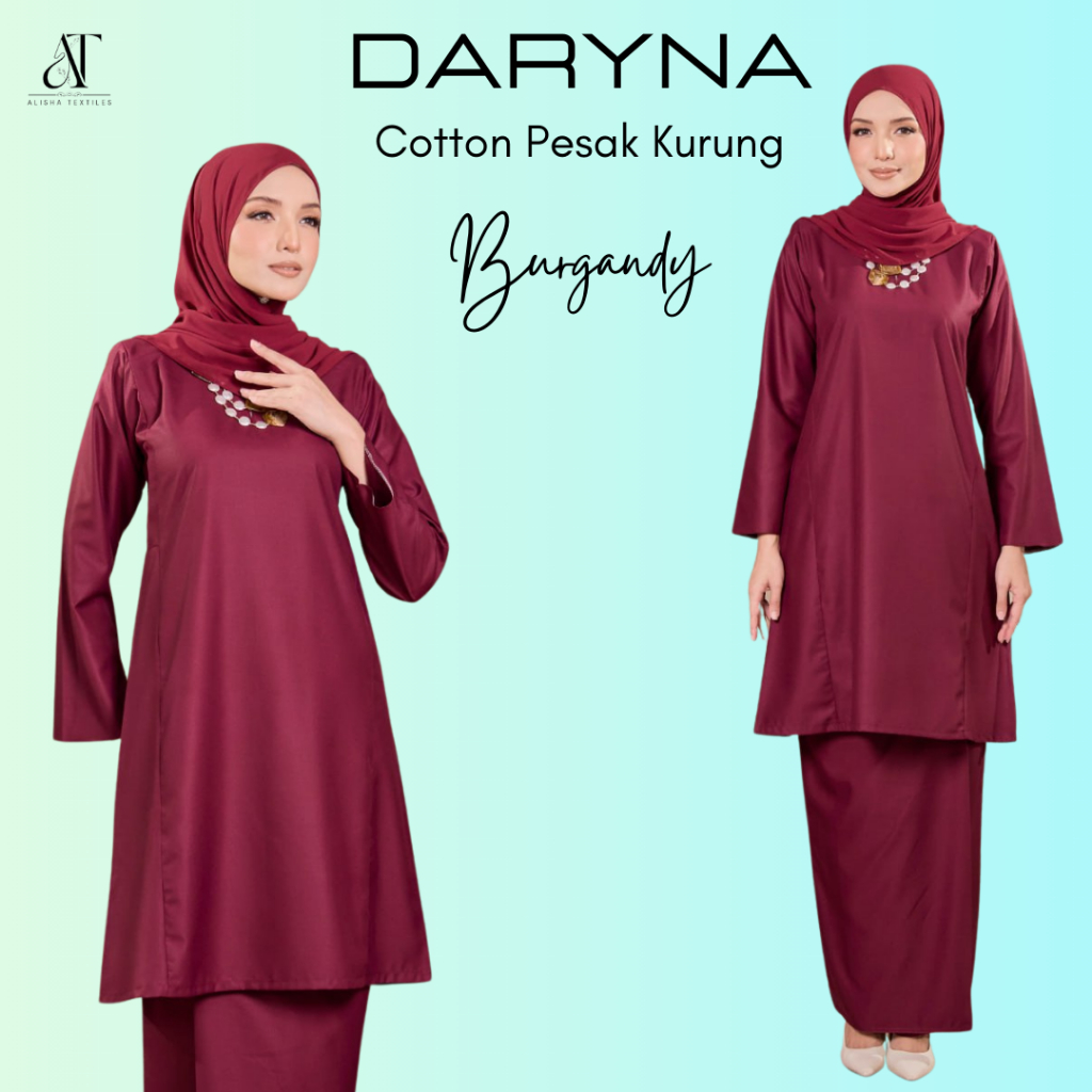 DARYNA PESAK PAHANG KURUNG lepat premium cotton plain Muslimah fashion clothing Raya Modest 2025