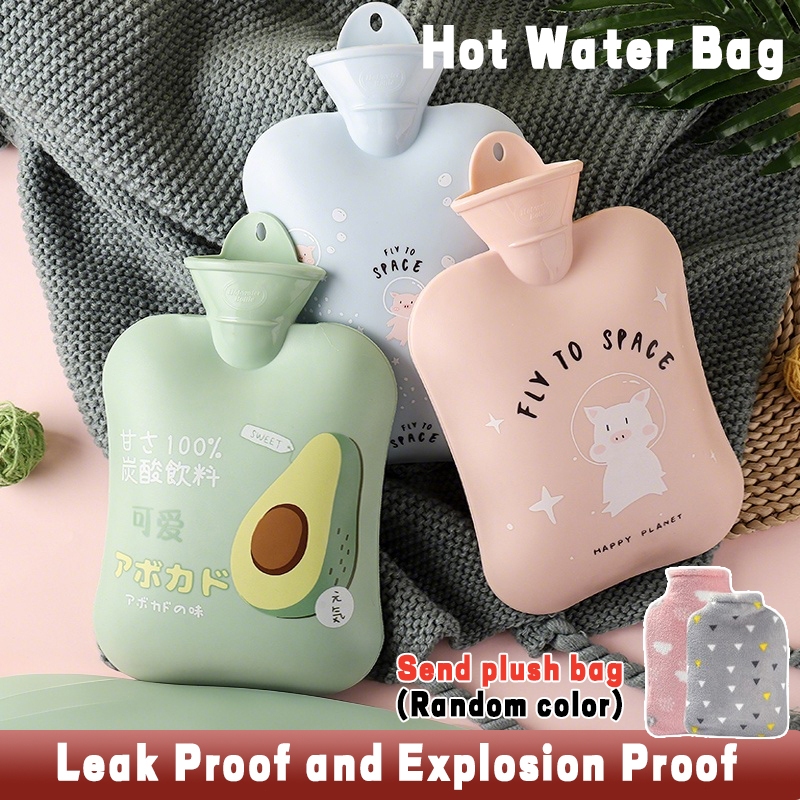 Hot Water Bag with Plush Cloth Hot Compress Stomach Warm Water Bag Lovely Water Filling Bag
