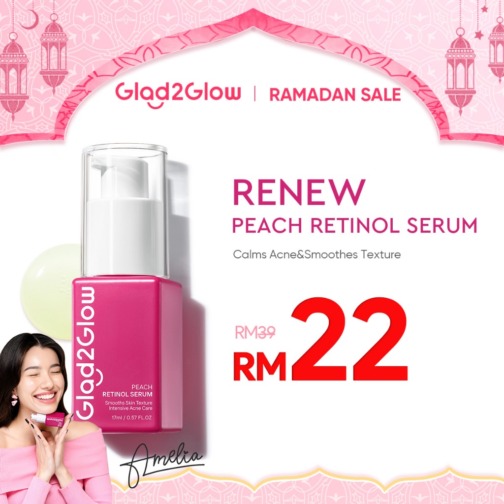 Glad2Glow Peach Retinol Serum 17 ml skincare serum muka essence Face Serum brightening whitening serum retinoid