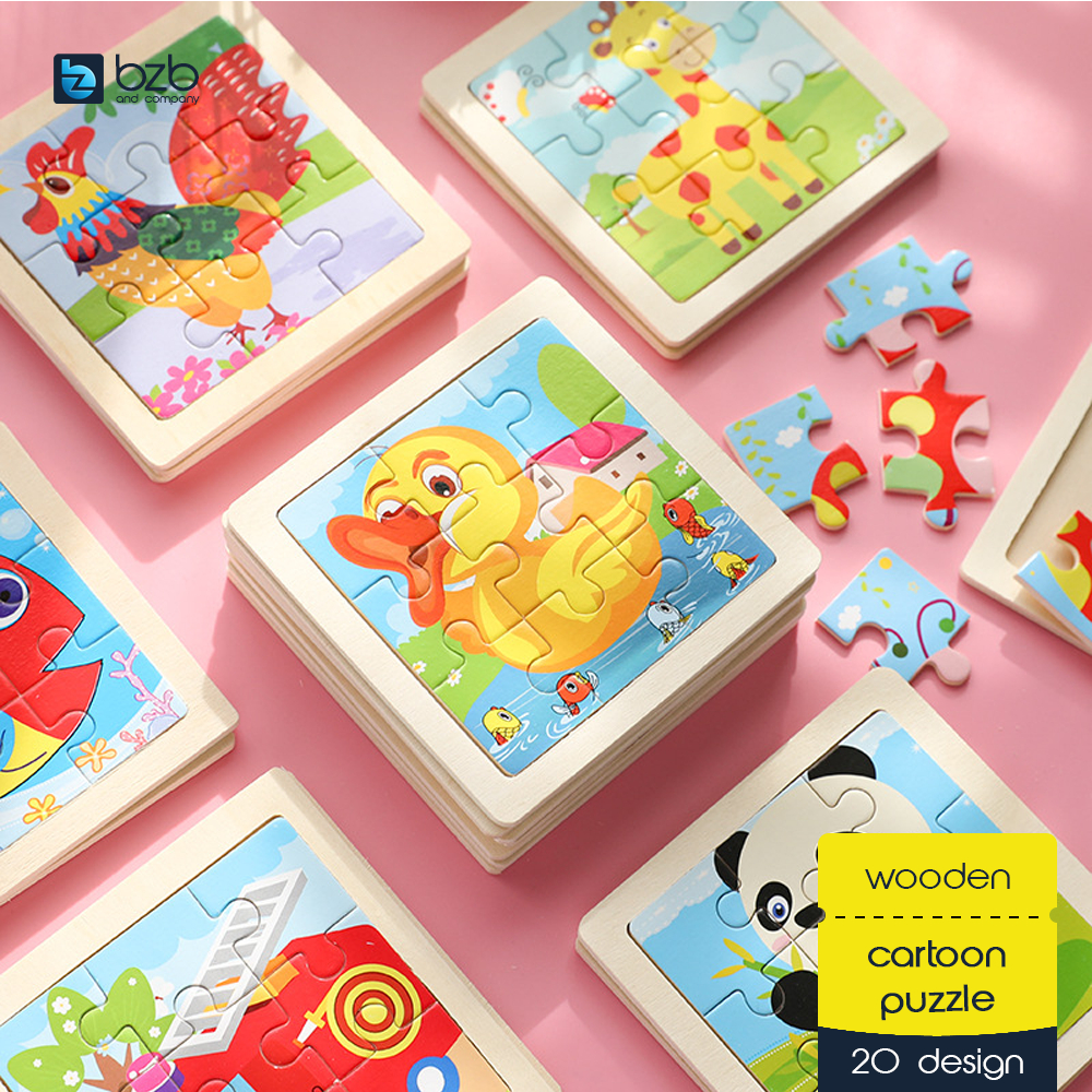 Mini Wooden 9pcs Jigsaw Puzzle Cute Cartoon Kids Early Learning Education Toy 木制拼图 Teka-Teki Kayu