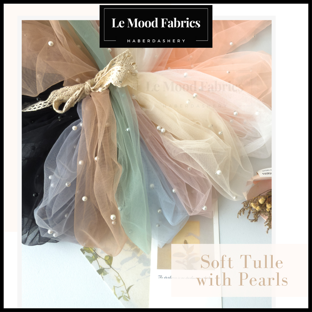 Le Mood Soft Tulle Fabric 63" Pearl Tulle Fabric Mesh Fabric Soft Net Kain Net Kain Tulle